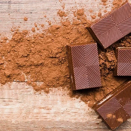 Barra de chocolate y cacao